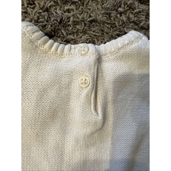 Gymboree Girls Size 7 White Cable Knit Sweater Gold Bow Party Fancy Holiday - Picture 9 of 9
